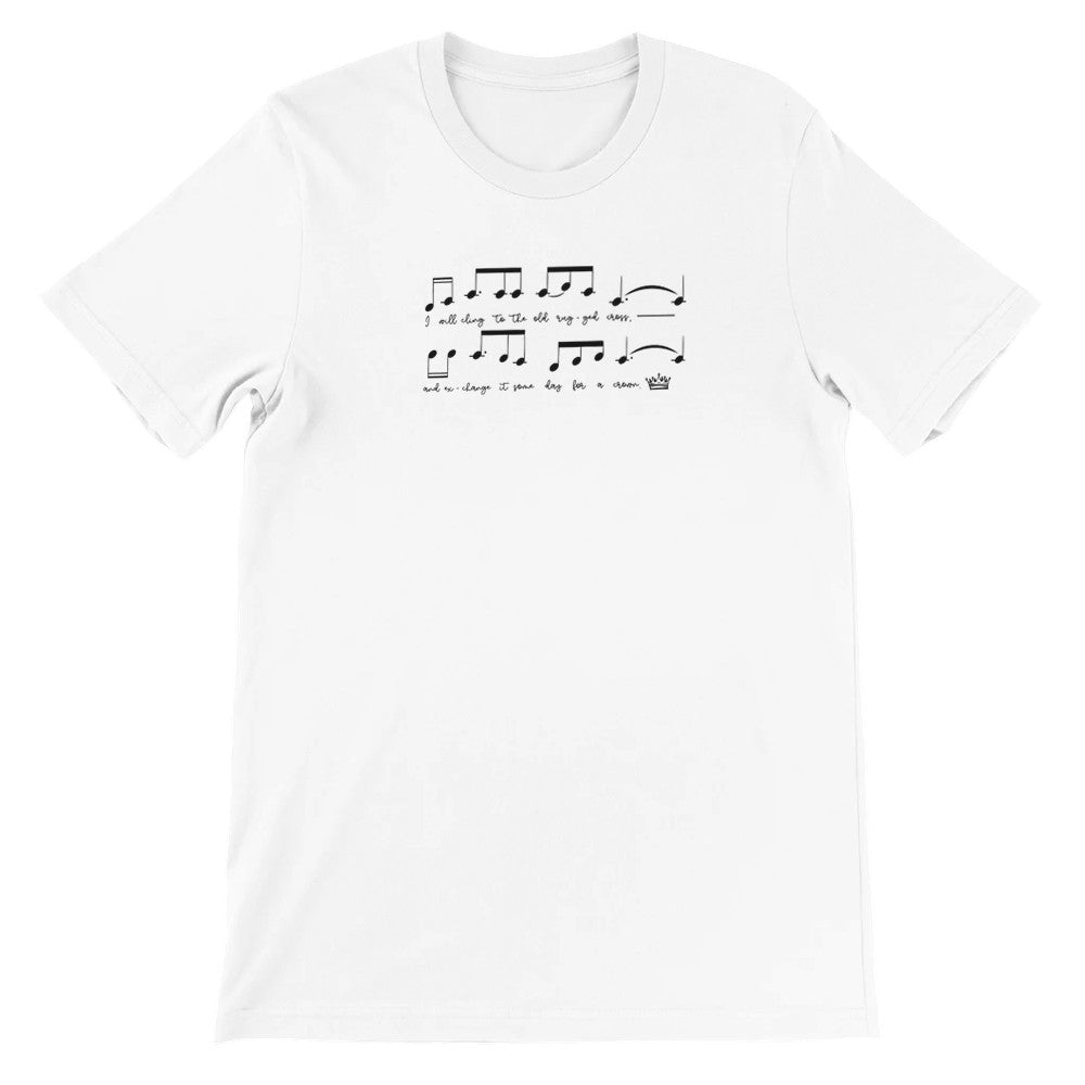 Old Rugged Cross Music Notes Tee, Piano Teacher Apparel Gift, Trendy Church Outfit, Worship Gifts for Her, Vintage Hymn Ts