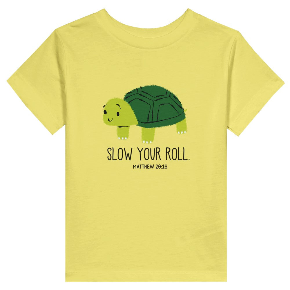 Slow Your Roll Toddler Shirt, Turtle T for Baby Boy, Funny Faith Baby t-shirt, Matthew 20:16, The First Shall Be Last, Biblical T for Baby