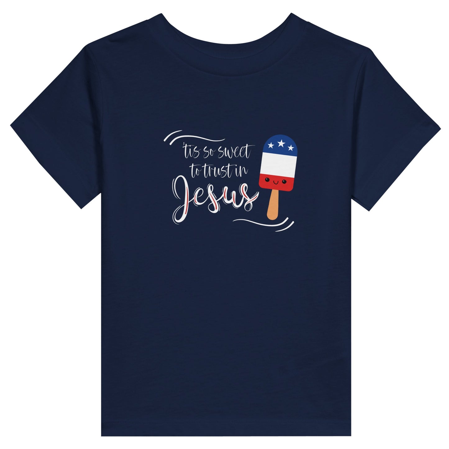 Tis So Sweet To Trust In Jesus Patriotic Toddler Girls Christian T-Shirt