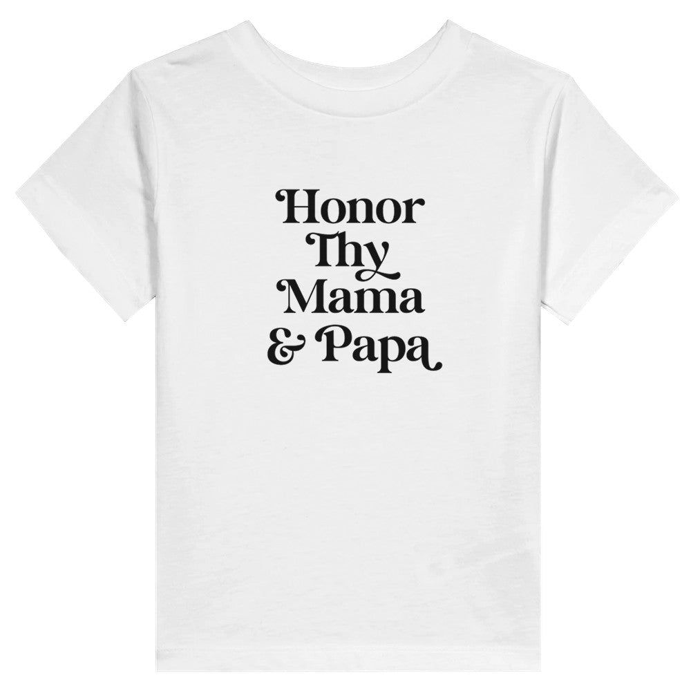 Honor Thy Mama and Papa, Adorable Biblical Baby T-Shirt, Godly Gifts for Kids, Christian Toddler Outfit, Honor Your Mother and Father