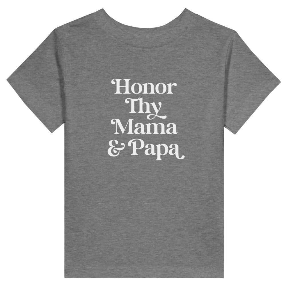 Honor Thy Mama and Papa, Adorable Biblical Baby T-Shirt, Godly Gifts for Kids, Christian Toddler Outfit, Honor Your Mother and Father