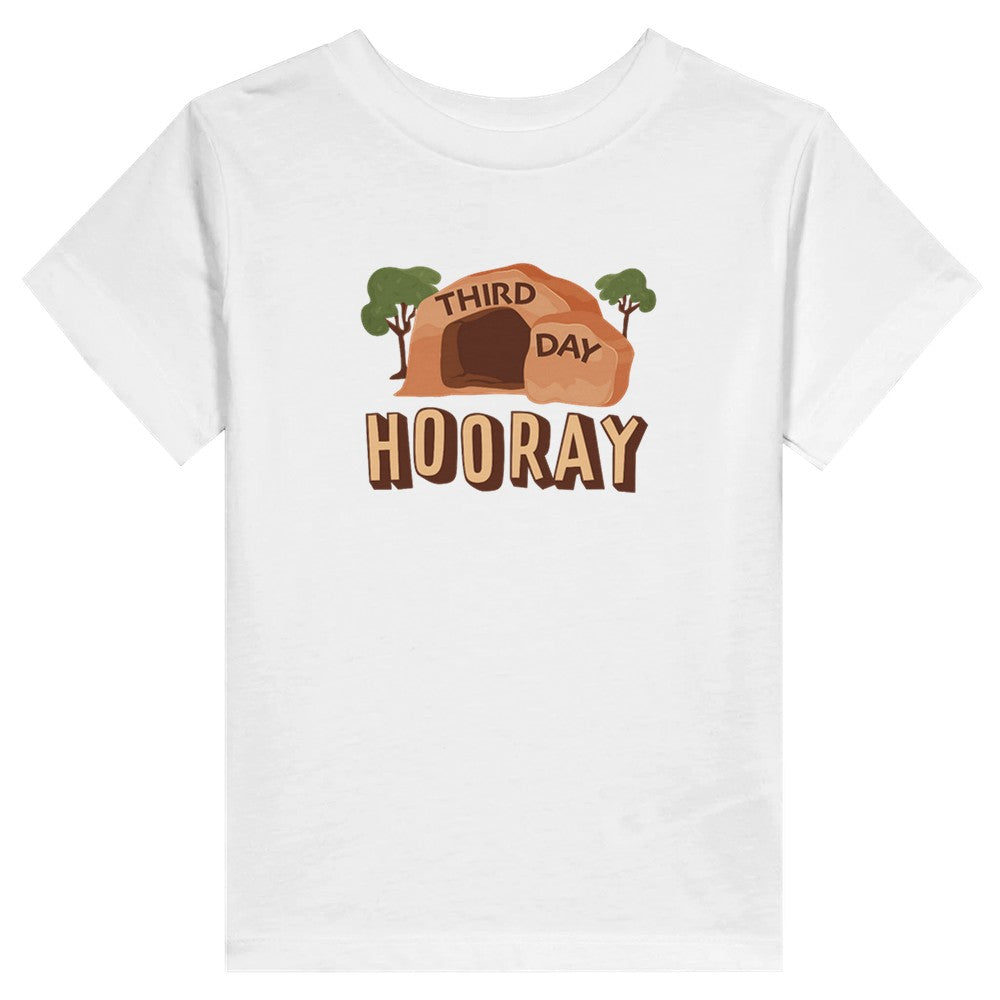 Third Day Hooray, Religious Toddler Easter Tee, Jesus Holiday T-Shirts for Baby, Empty Tomb T for Babies, God Gift for Easter Basket Filler