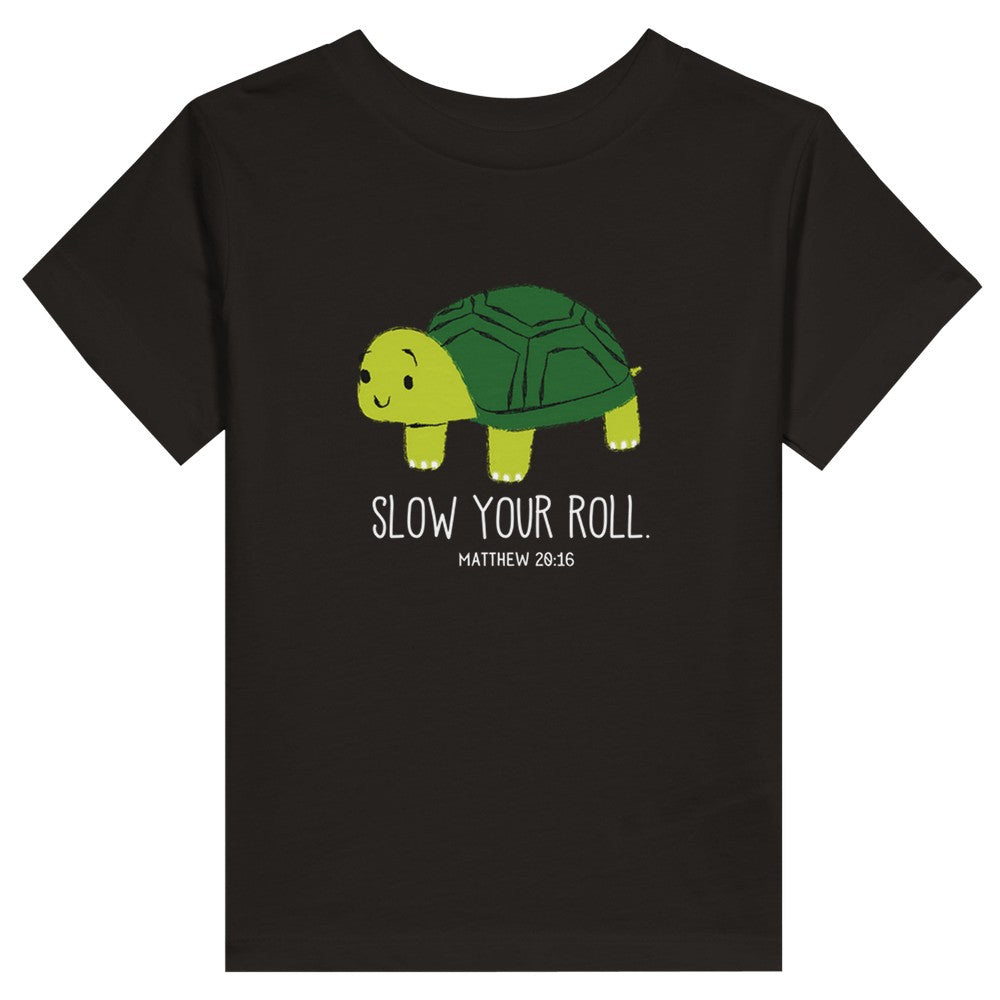 Slow Your Roll Toddler Shirt, Turtle T for Baby Boy, Funny Faith Baby t-shirt, Matthew 20:16, The First Shall Be Last, Biblical T for Baby