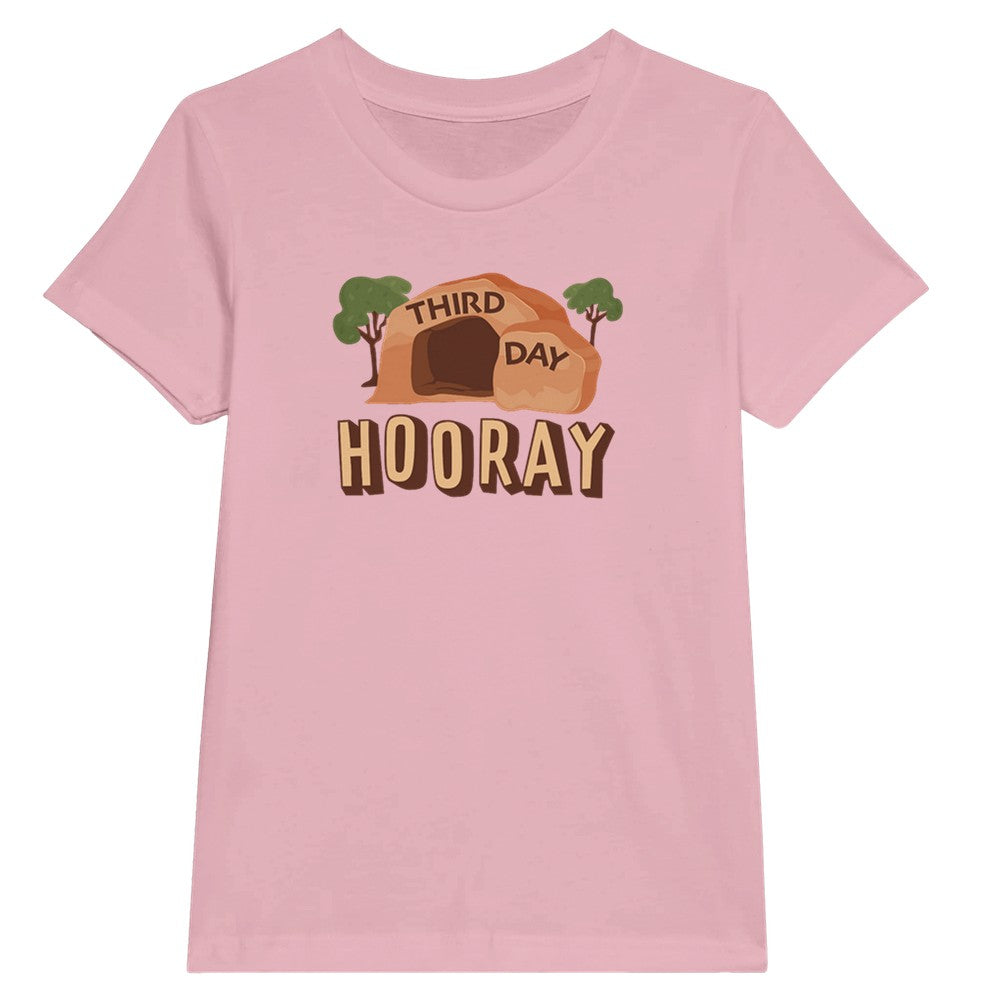 Third Day Hooray, Childs Religious Easter Tee, Jesus Holiday T-Shirts for Kid, Empty Tomb T for Boys and Girls, Godly Gift for Easter Basket