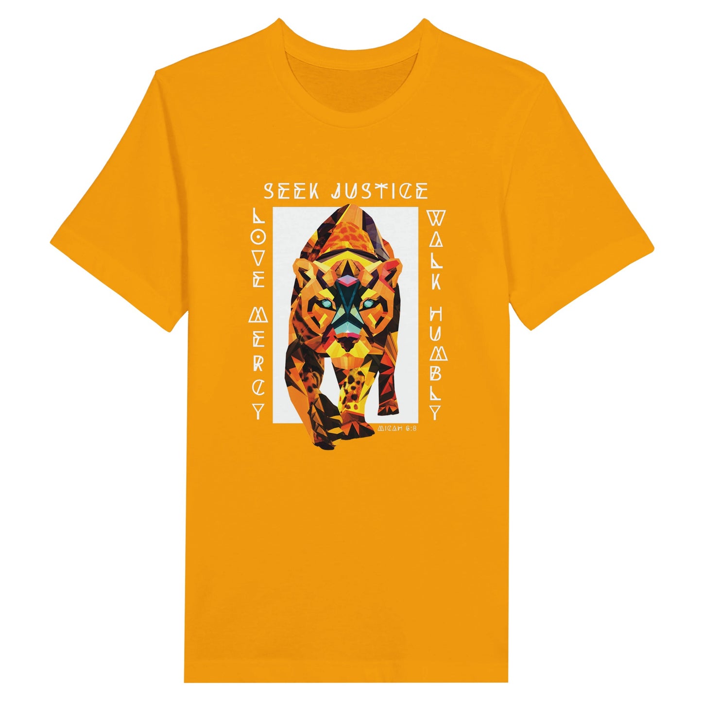 Micah 6:8 Seek Justice Love Mercy Walk Humbly Tiger Christian Men's T-Shirt