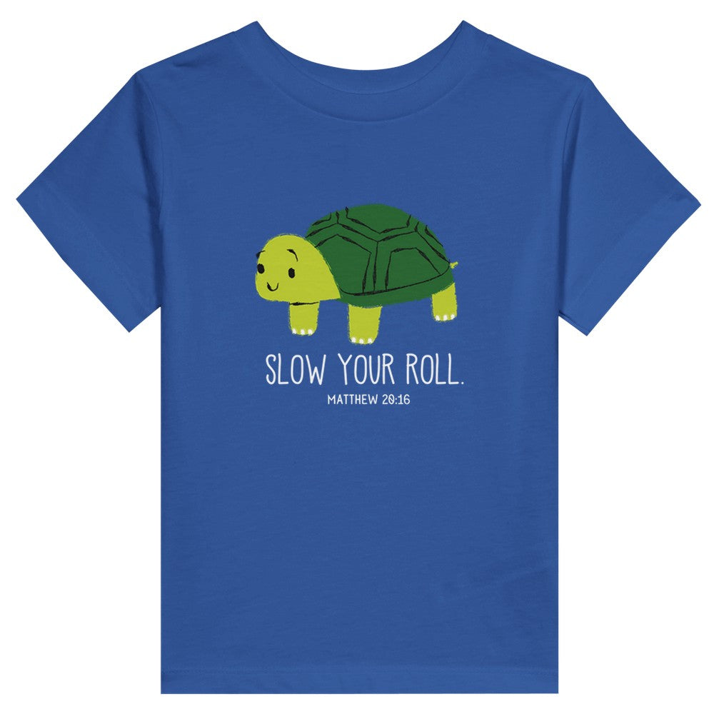 Slow Your Roll Toddler Shirt, Turtle T for Baby Boy, Funny Faith Baby t-shirt, Matthew 20:16, The First Shall Be Last, Biblical T for Baby