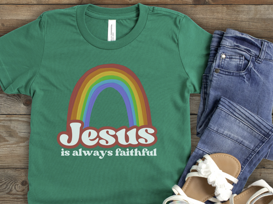 St Patricks Day Faith Tee for Girls, Jesus Rainbow Shirt, Faith Based Gift for Kids, St Pattys Day Girls T, Green Top for St Paddys