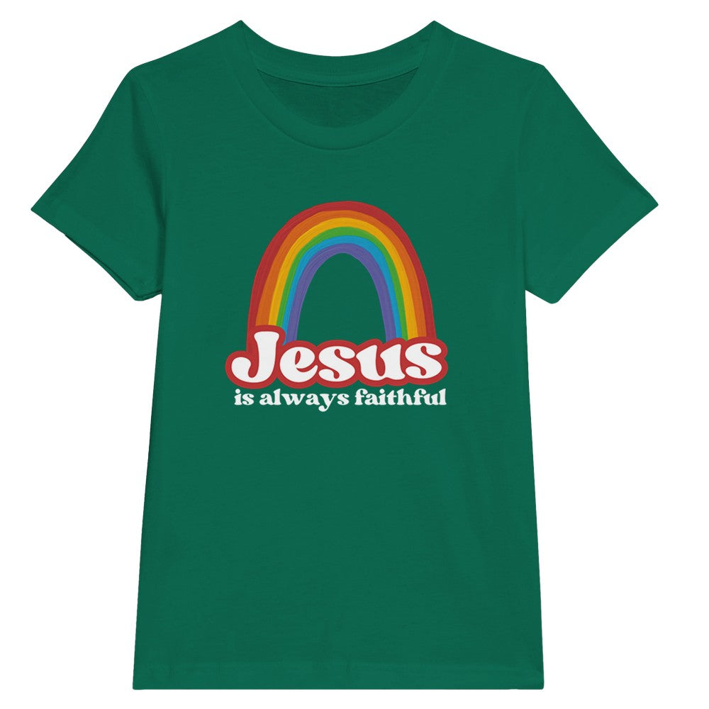 St Patricks Day Faith Tee for Girls, Jesus Rainbow Shirt, Faith Based Gift for Kids, St Pattys Day Girls T, Green Top for St Paddys