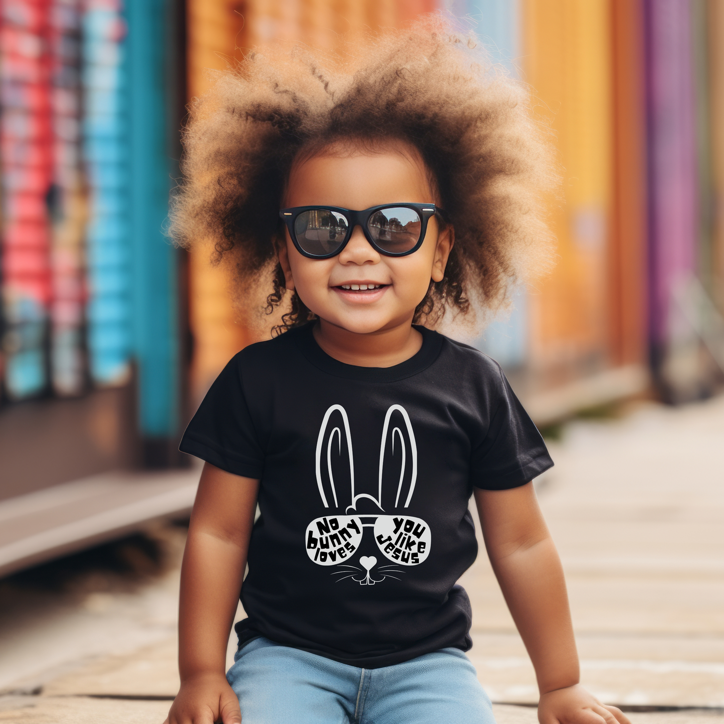 No Bunny Loves You Like Jesus, Cute Faith-Based Easter Tee, Christian Shirt with Rabbit, Animal Ears and Sunglasses Tee, Toddler Jesus Gift