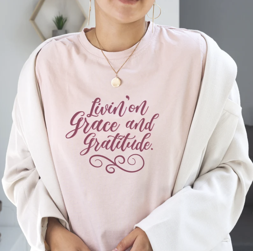 Grace and Gratitude Shirt, Grace Gifts for Her, Spiritual Quotes Shirt, Bible Sayings Tshirt, Gratitude Shirt for Her, Christian Best Seller, Basic Womens Faith T, Faith Apparel Gifts for Her