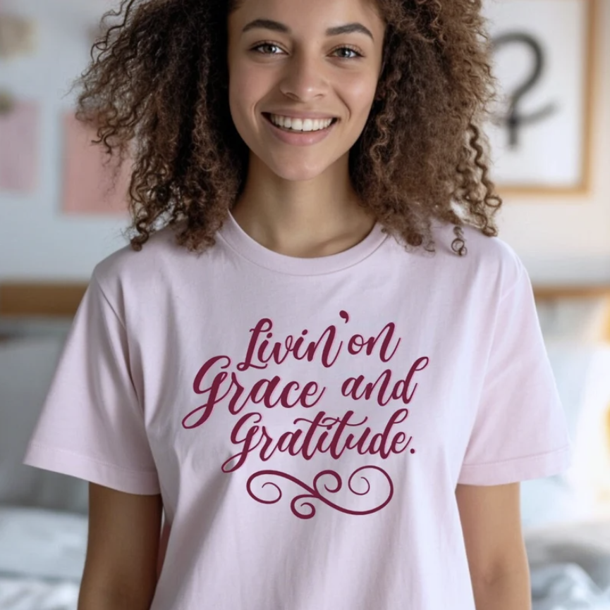 Grace and Gratitude Shirt, Grace Gifts for Her, Spiritual Quotes Shirt, Bible Sayings Tshirt, Gratitude Shirt for Her, Christian Best Seller, Basic Womens Faith T, Faith Apparel Gifts for Her