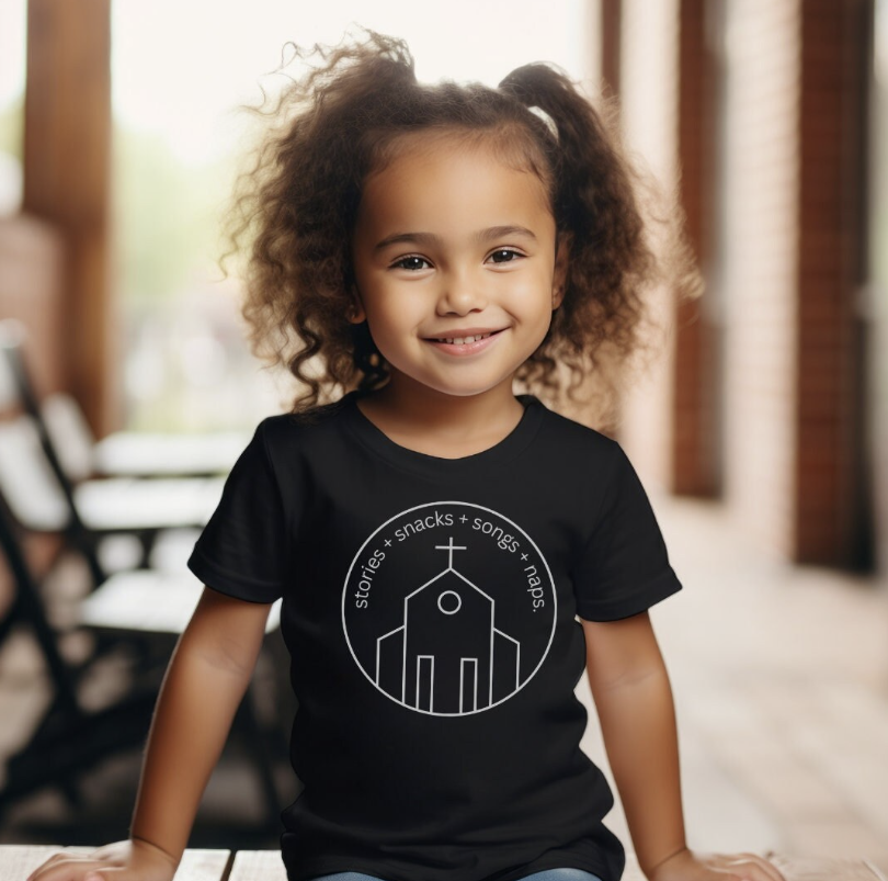 Sunday School Toddler T, Faith Based Gift for Babies, Christian Faith Baby Apparel, Church Day Baby T, Toddler Snacks Shirt