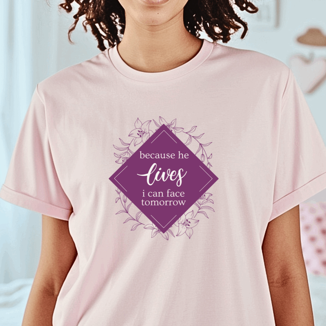 Because He Lives, Casual Easter Sunday Outfit, Worship Gifts for Her, Vintage Hymn Ts, Church Hymn Tees for Mom, Jesus Song TShirt Gift