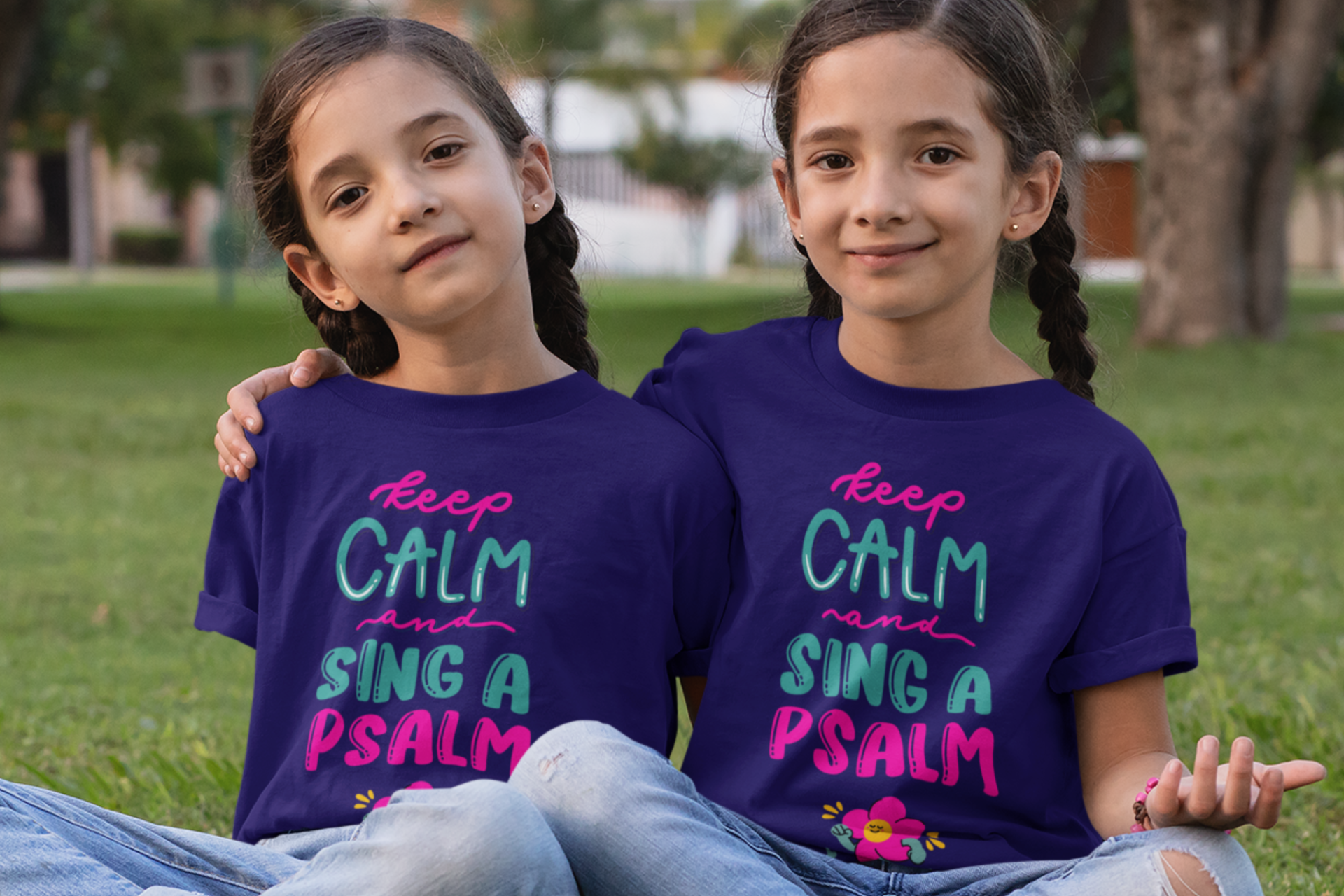 Keep Calm And Sing A Psalm Tee, Retro Faith T for Girls, Trendy Girl Church Outfit, Christian Gift for Grand Daughter, Walking Flower Top