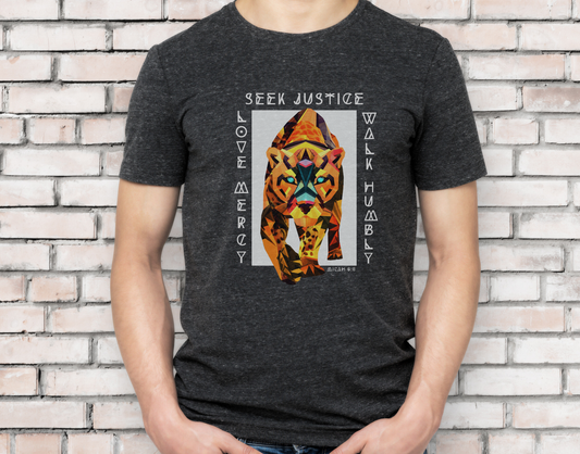 Micah 6:8 Seek Justice Love Mercy Walk Humbly Tiger Christian Men's T-Shirt