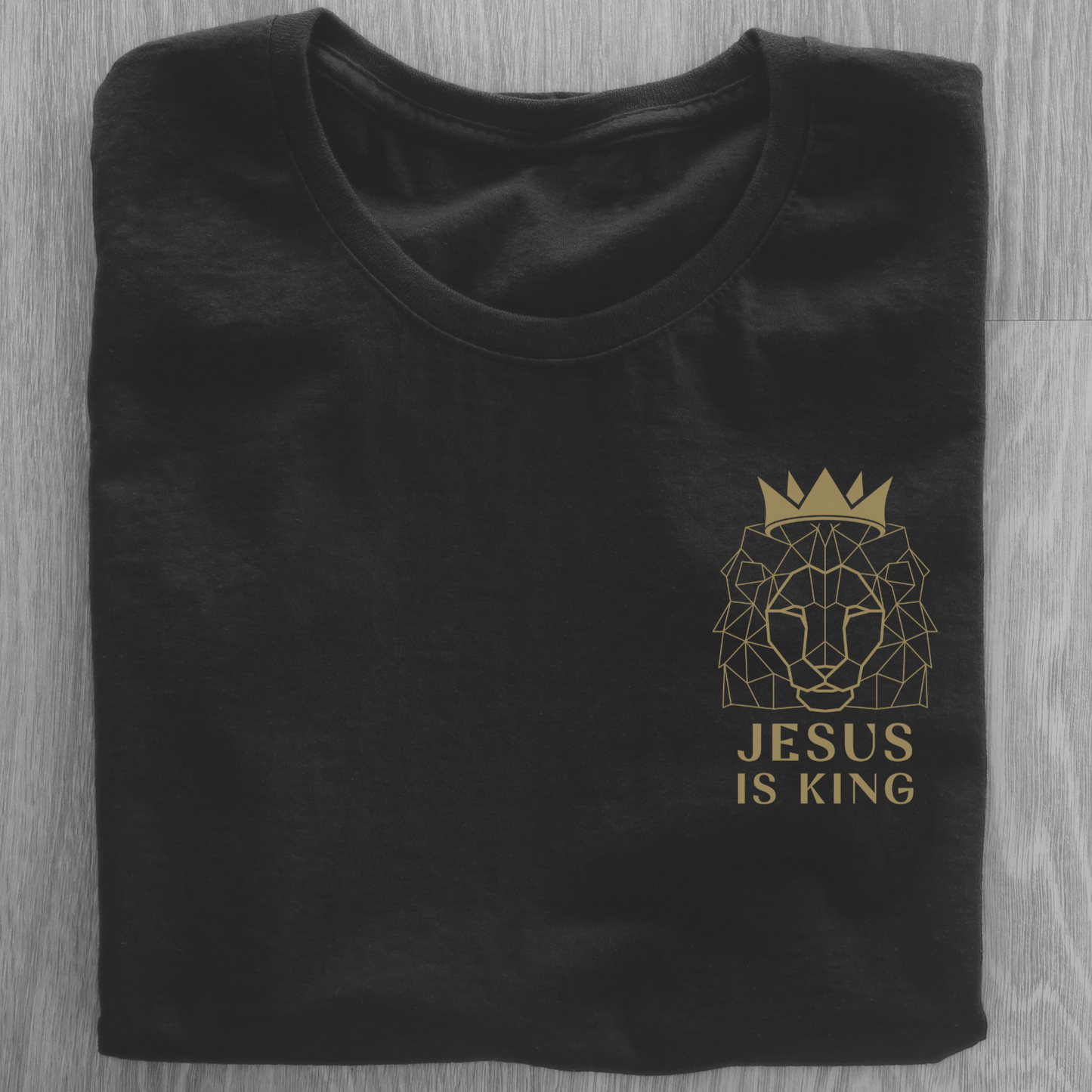 Jesus is King Hail To The Lion Of Judah Front and Back Design Geometric Lion Christian Men's T-Shirt