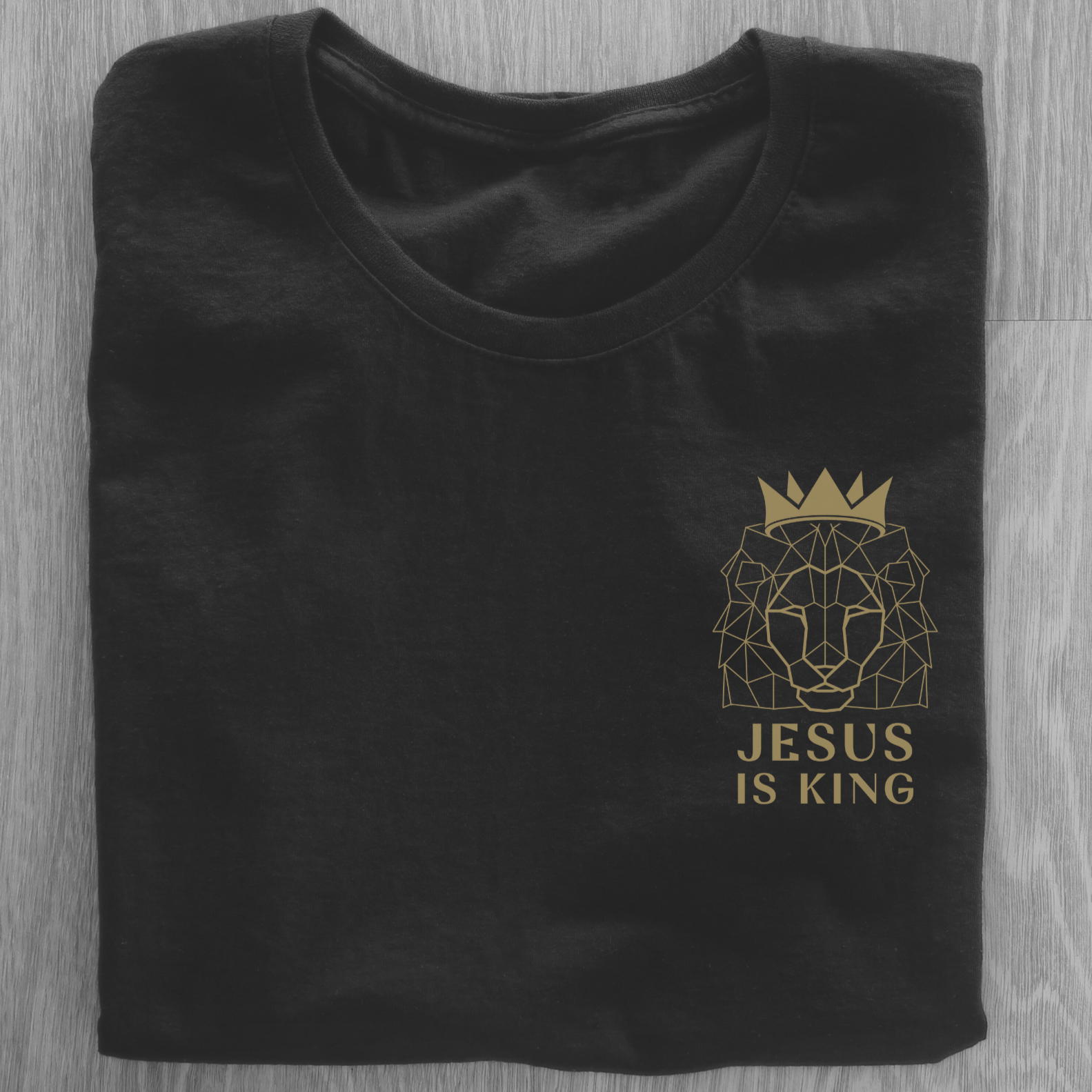 Jesus is King Hail To The Lion Of Judah Front and Back Design Geometric Lion Christian Men's T-Shirt