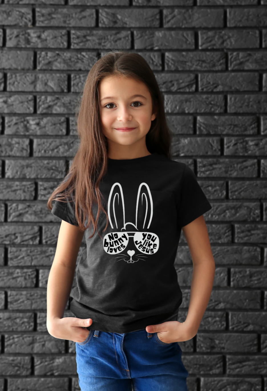 No Bunny Loves You Like Jesus, Cute Faith-Based Easter Tee, Christian Shirt with Rabbit, Animal Ears and Sunglasses Tee, Boy Girl Jesus Gift.