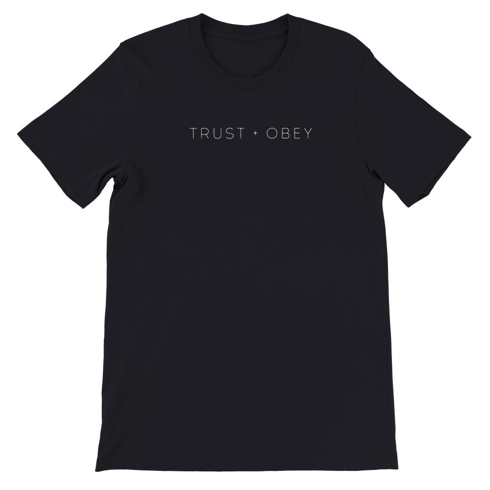 Trust and Obey, Trusting God Faith Tee, Religious Minimalist Unisex T, Christian Streetwear for Her, Trendy Church Outfit, Godly Apparel