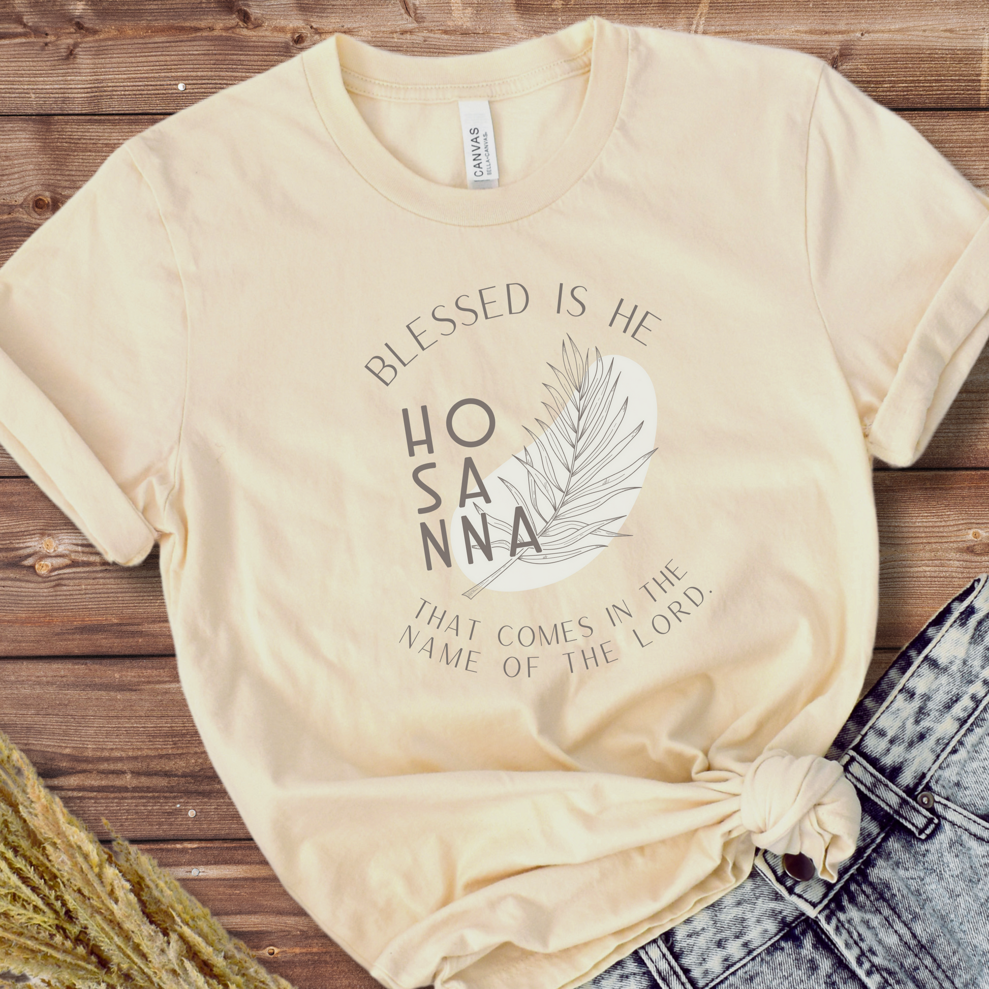 Hosanna Palm Sunday T-Shirt, Ladies Religious Easter Tee, Boho Christian Apparel for Her, Godly Mom Tshirt Gifts, Palm Branch Jesus T