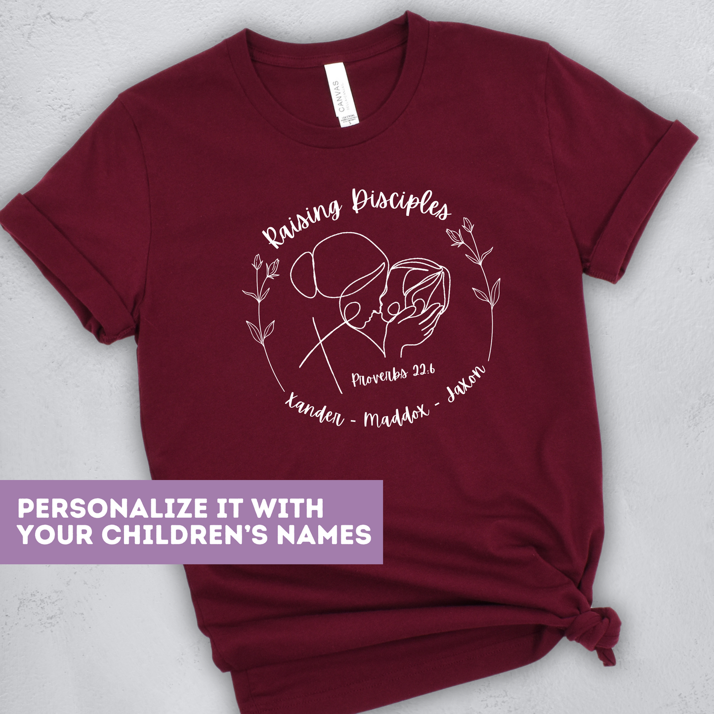 Personalized Raising Disciples Religious Mom Top, Custom Apparel Mothers Day, Godly Mom Gifts, Customized Christian T-Shirt, Scripture Tee