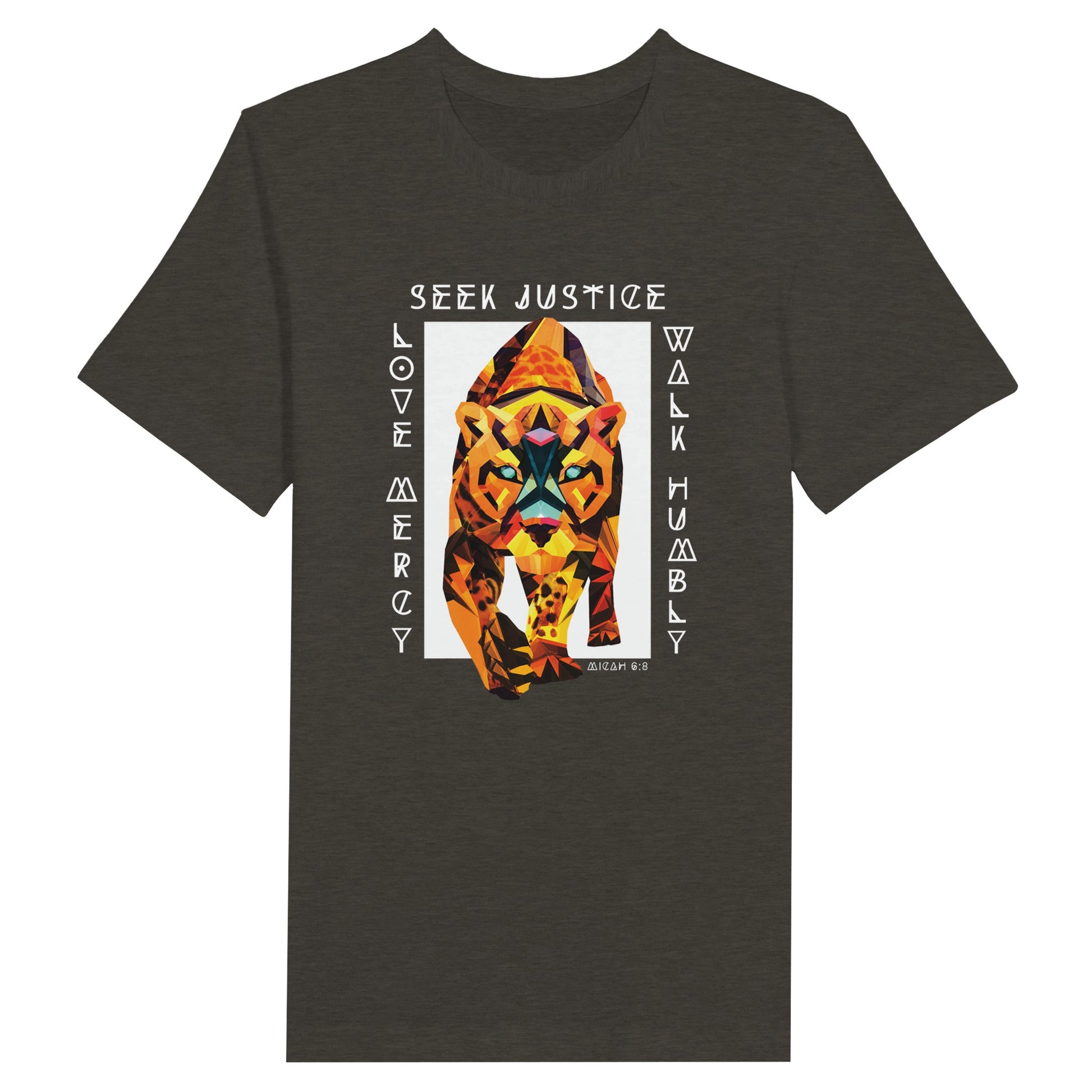 Micah 6:8 Seek Justice Love Mercy Walk Humbly Tiger Christian Men's T-Shirt