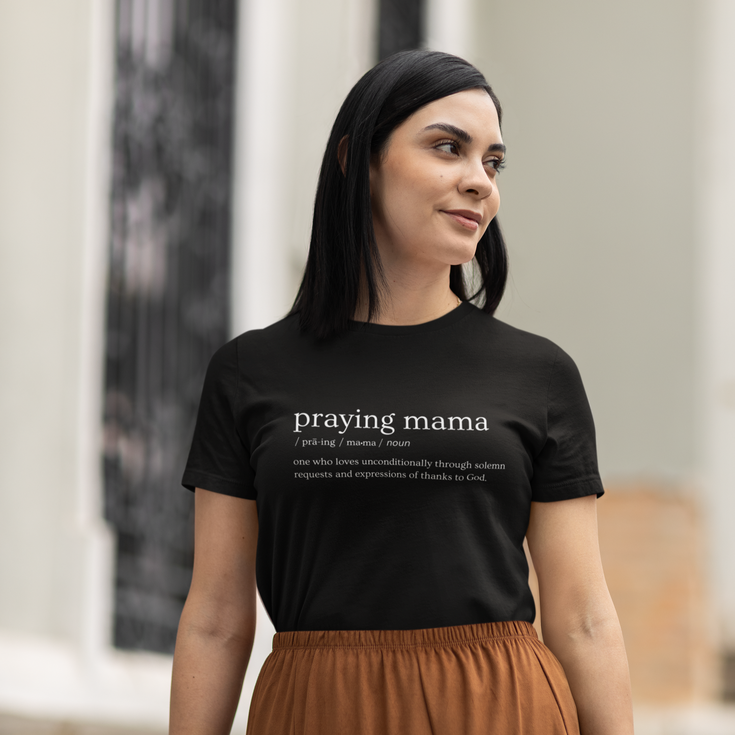 Praying Mama Definition T-Shirt for Moms, Religious Mothers Day Apparel Gifts, Faith Tees for Mom, Giftable Christian Apparel, Prayer Shirts