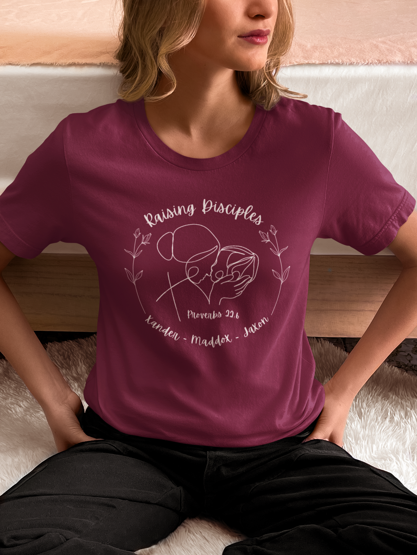 Personalized Raising Disciples Religious Mom Top, Custom Apparel Mothers Day, Godly Mom Gifts, Customized Christian T-Shirt, Scripture Tee