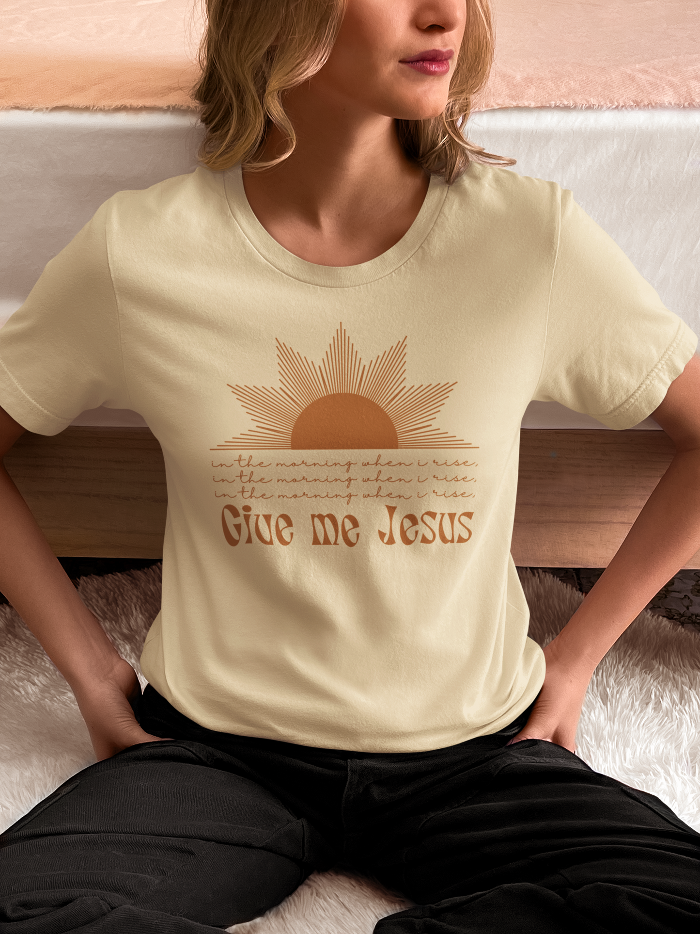 Give Me Jesus Shirt, Hymn T-Shirt, Worship Gifts for Her, Minimalist Faith Tee, Boho Faith T-Shirt, In the Morning When I Rise, Jesus Outfit