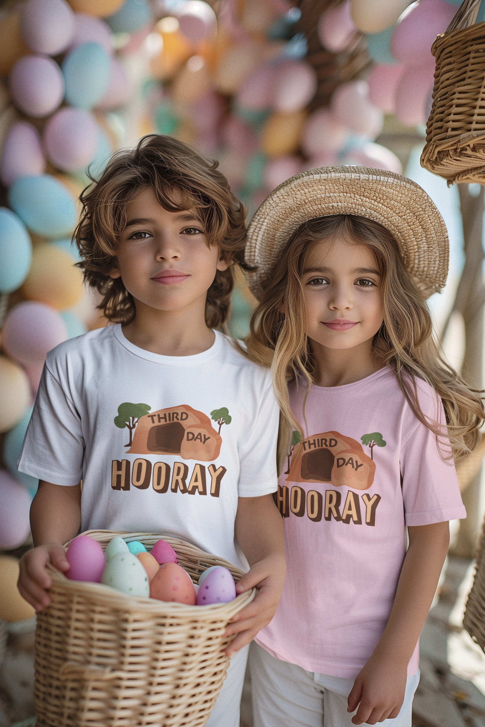 Third Day Hooray, Childs Religious Easter Tee, Jesus Holiday T-Shirts for Kid, Empty Tomb T for Boys and Girls, Godly Gift for Easter Basket