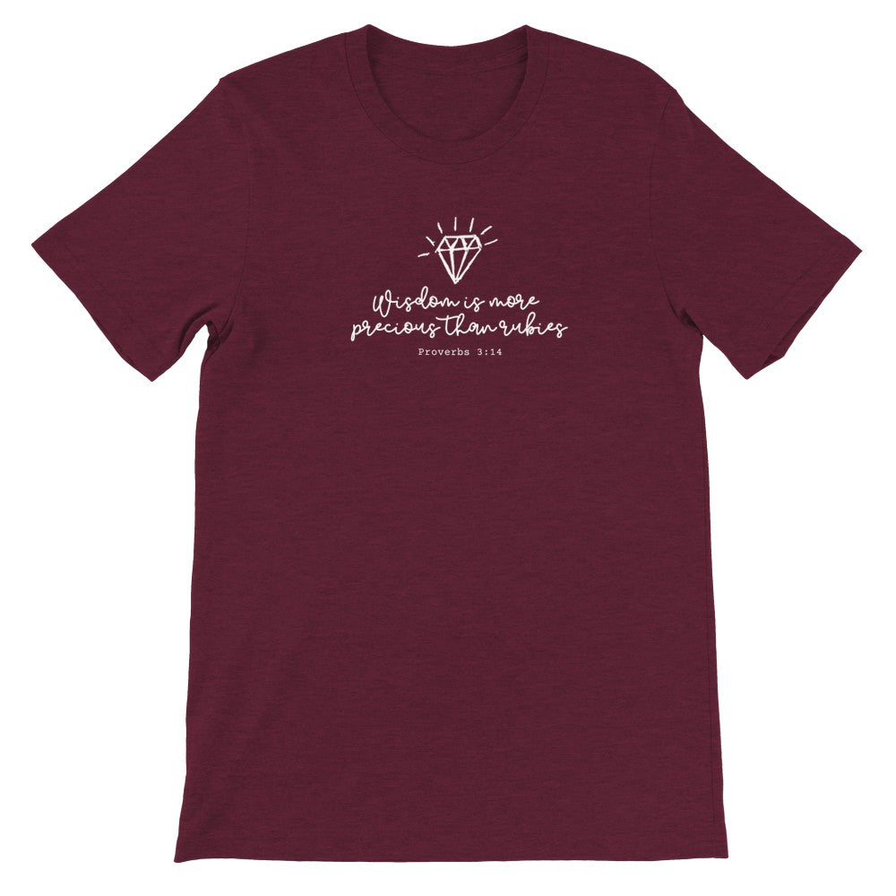 More Precious Than Rubies, Proverbs 3:15, Wise Woman Faith Tee, Wisdom Shirt for Women, Minimalist Faith Tee, Faith Apparel Gifts for Her