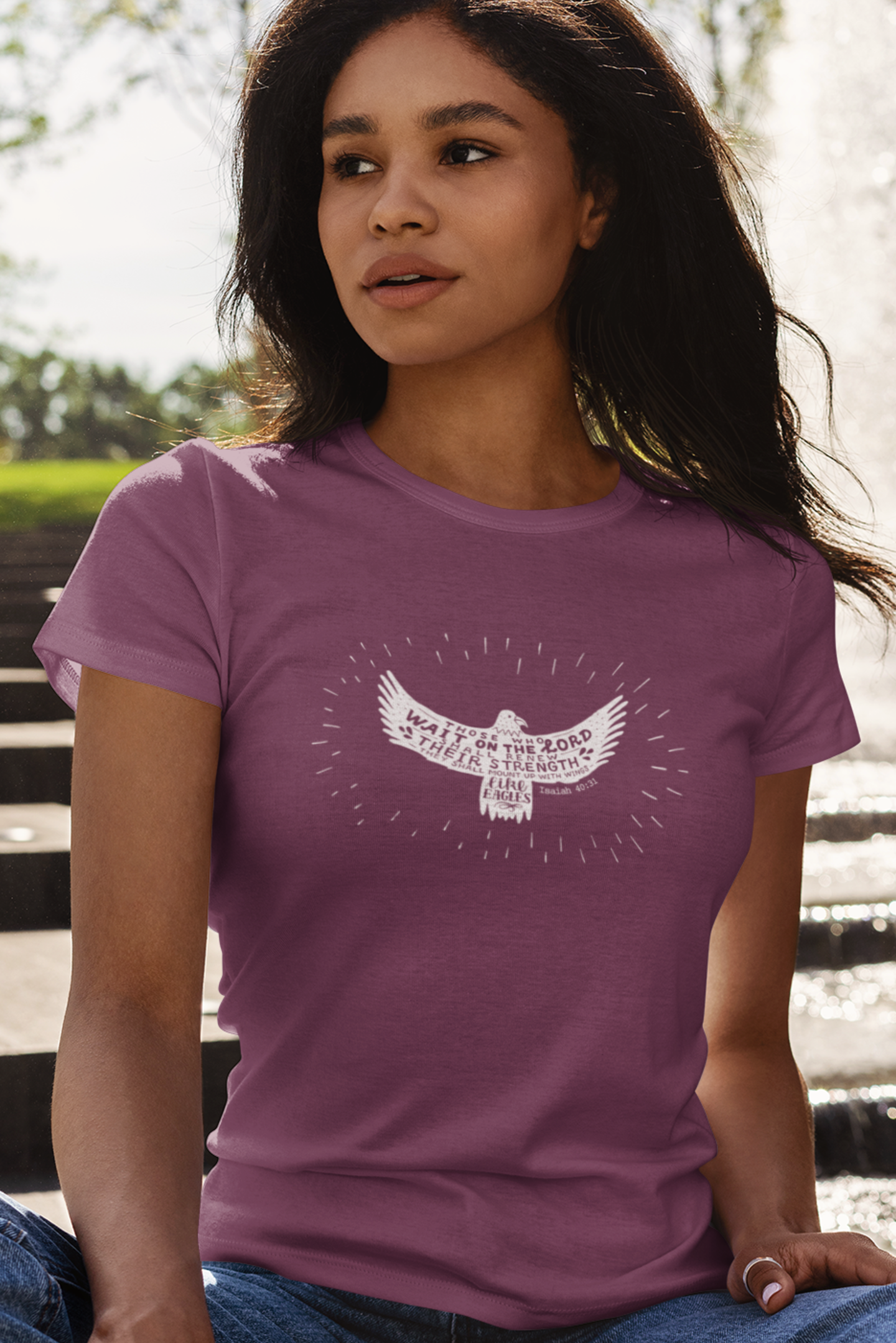 Isaiah 40:31 Scripture Christian Women Tee, Those Who Wait On The Lord Shall Renew Their Strength They Shall Mount Up With Wings Like Eagles