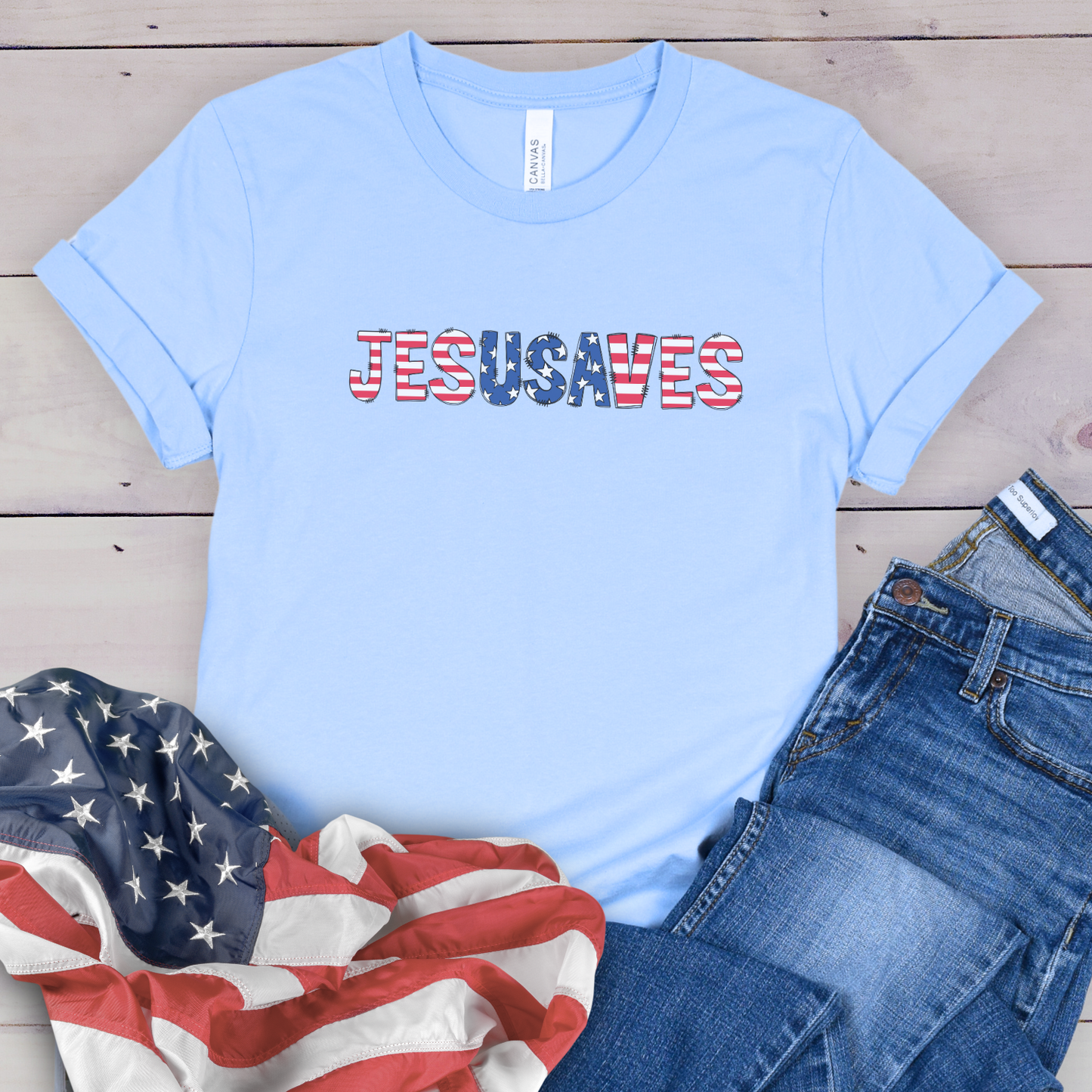 Jesus Saves USA Patriotic Christian Women's T-Shirt