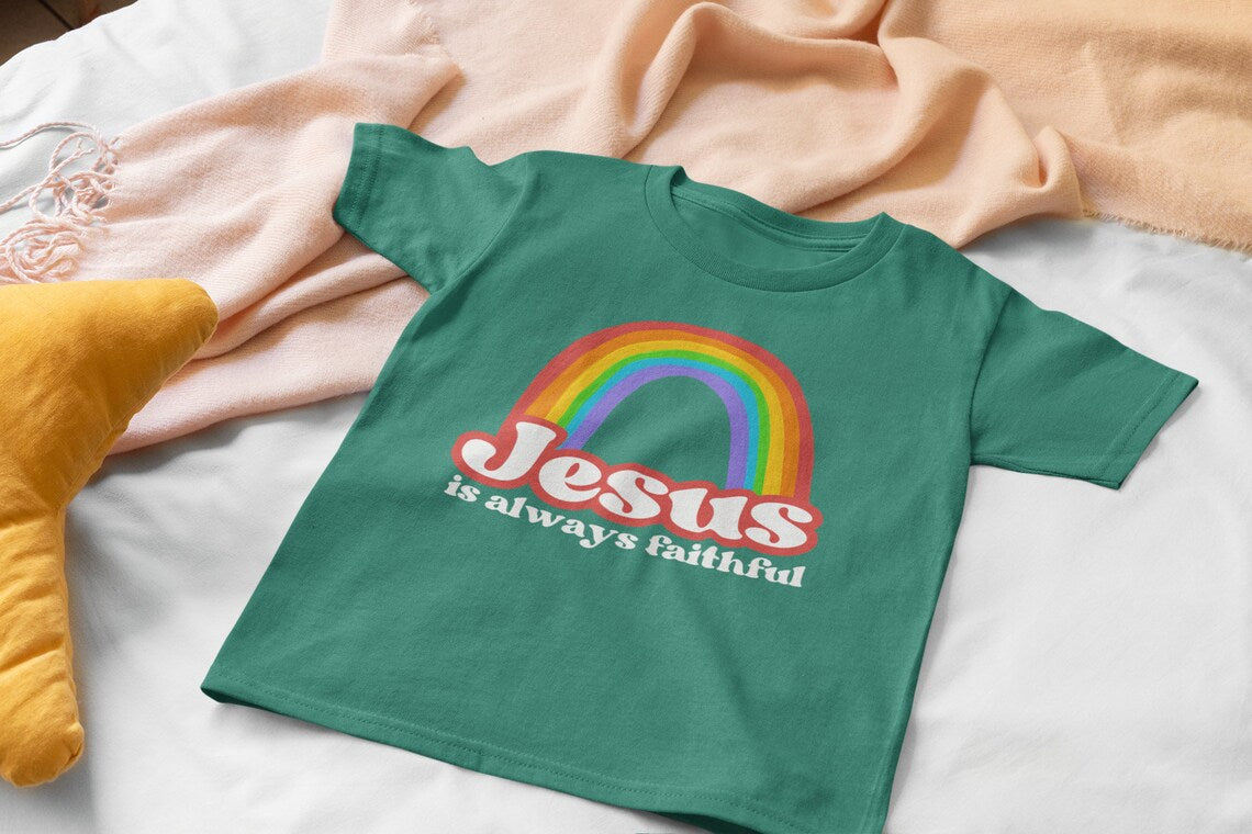 St Patricks Day Faith Tee for Girls, Jesus Rainbow Shirt, Faith Based Gift for Kids, St Pattys Day Girls T, Green Top for St Paddys.