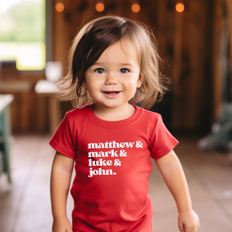 Books of the Bible T, Christian Best Seller, Matthew Mark Luke John, Faith Based Gift for Kids, Christian Easter Kids Shirt, Biblical Baby T