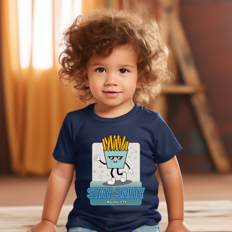 Stay Salty Shirt, Matthew 5:13, Funny French Fry Shirt, Christian T-Shirt for Baby, Kids Shirt that Makes Me Laugh, Salt and Light Toddler T