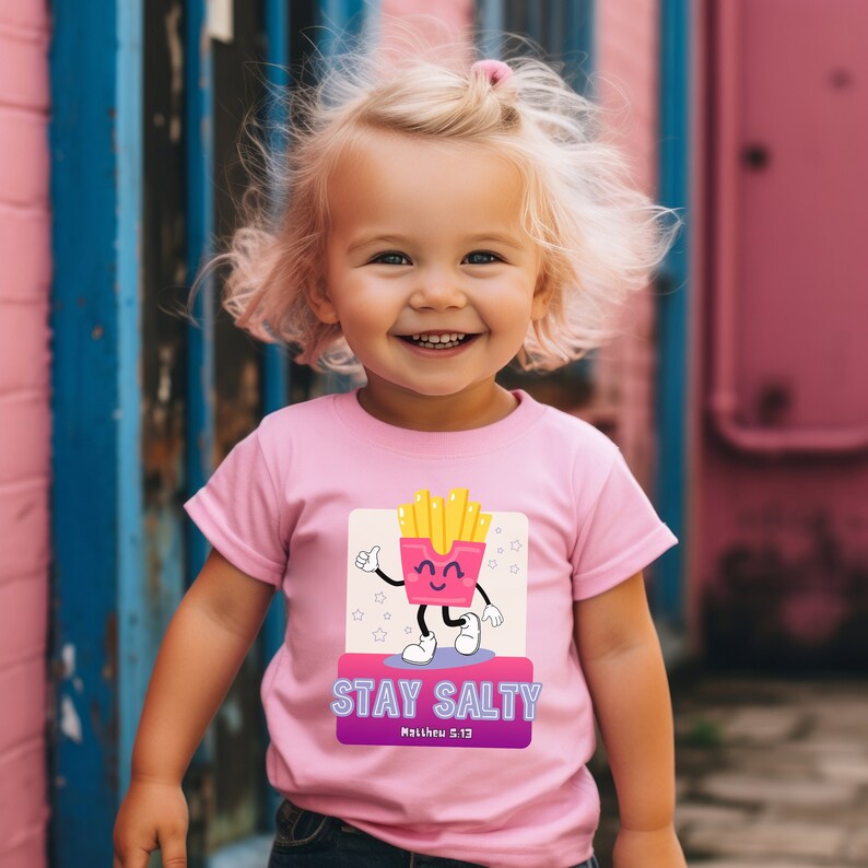 Stay Salty Shirt, Matthew 5:13, Funny French Fry Shirt, Christian T-Shirt for Baby, Kids Shirt that Makes Me Laugh, Salt and Light Toddler T