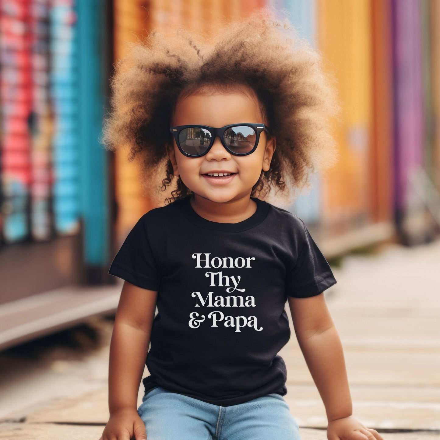 Honor Thy Mama and Papa, Adorable Biblical Baby T-Shirt, Godly Gifts for Kids, Christian Toddler Outfit, Honor Your Mother and Father