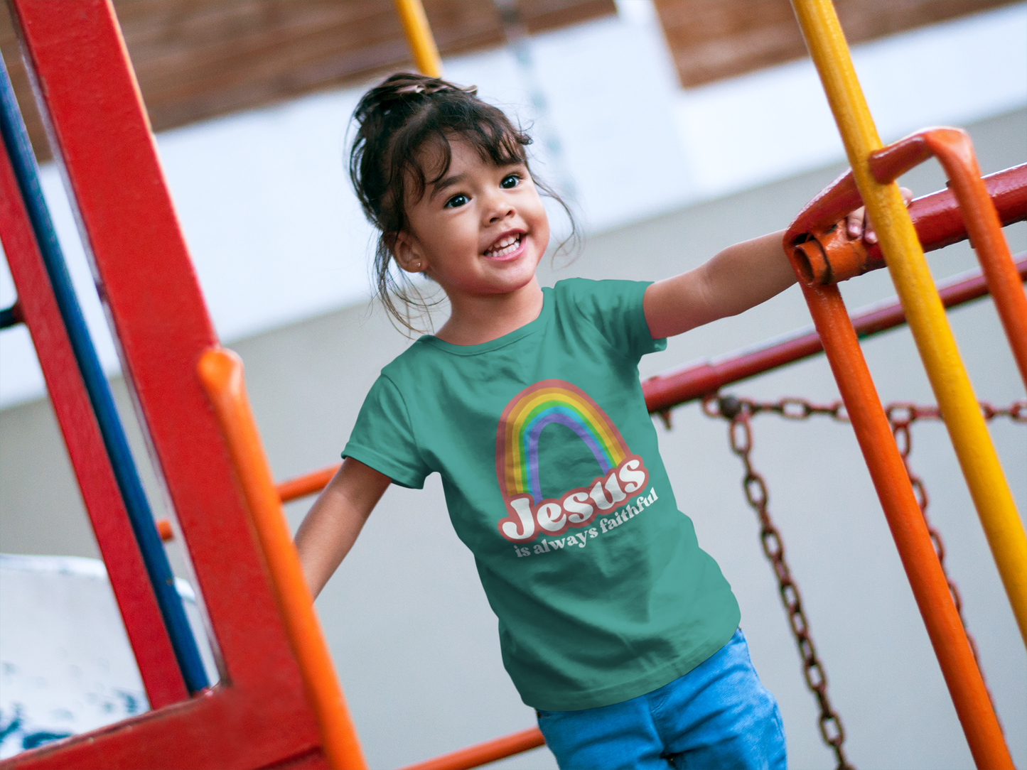 St Patricks Day Faith Tee for Girls, Jesus Rainbow Shirt, Faith Based Gift for Kids, St Pattys Day Girls T, Green Top for St Paddys