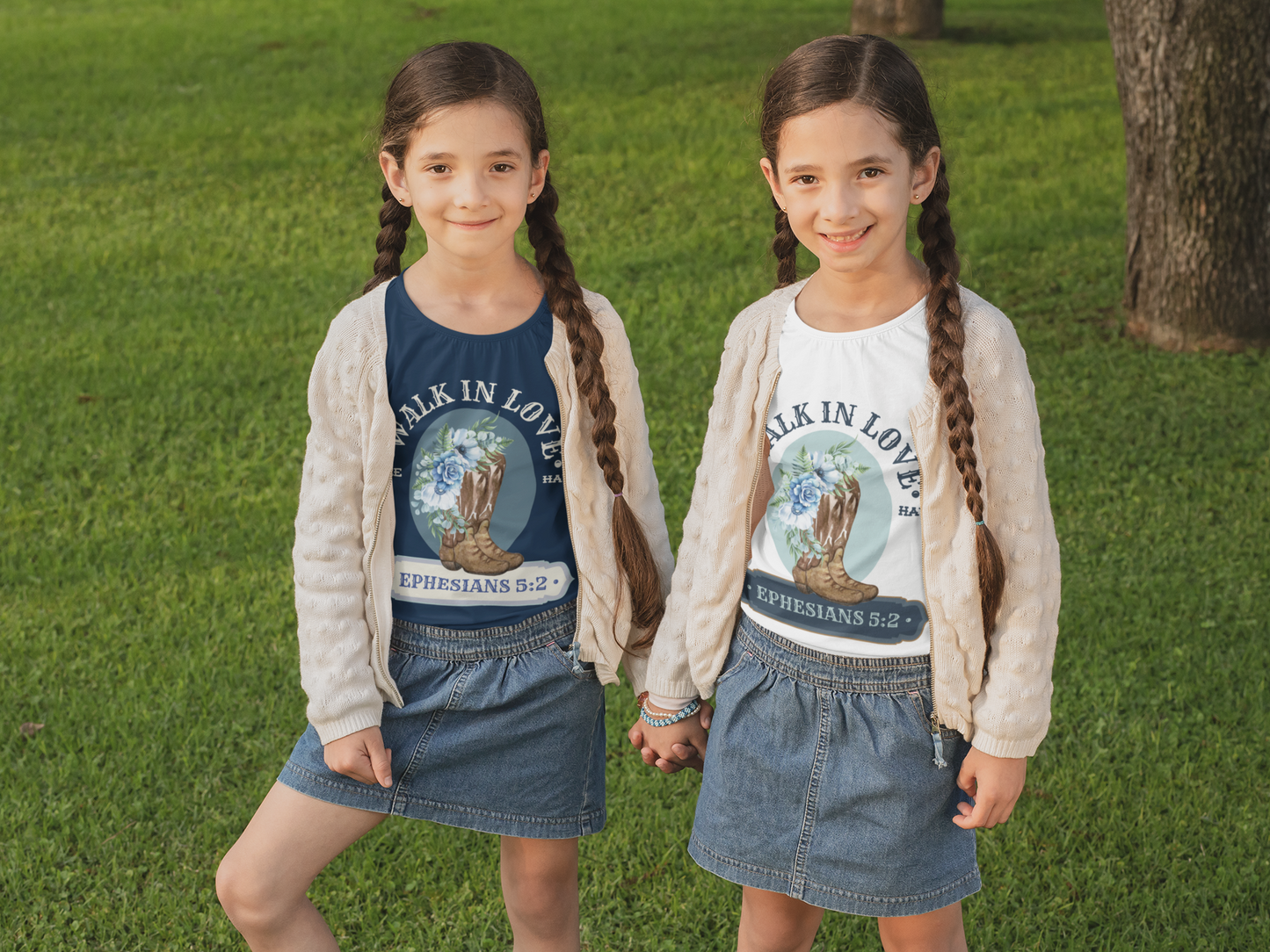 Walk in Love Shirt, Rodeo Faith T For Girls, Western Style Kids T, Ephesians 5:2, Cowboy Boots Youth T, Girls Faith Tee, Matching Sister Set.