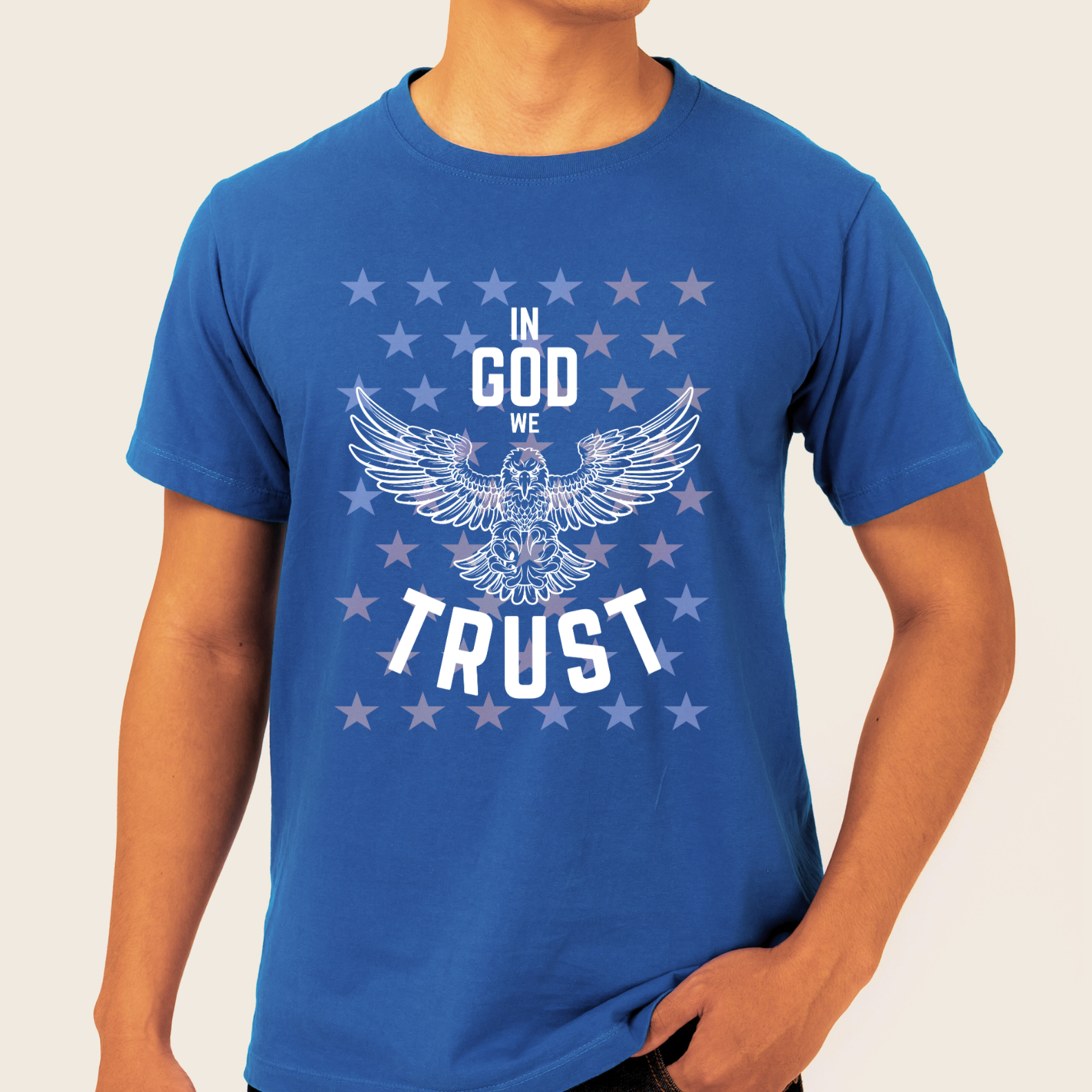 In God We Trust Patriotic Eagle and Stars Christian Men's T-Shirt