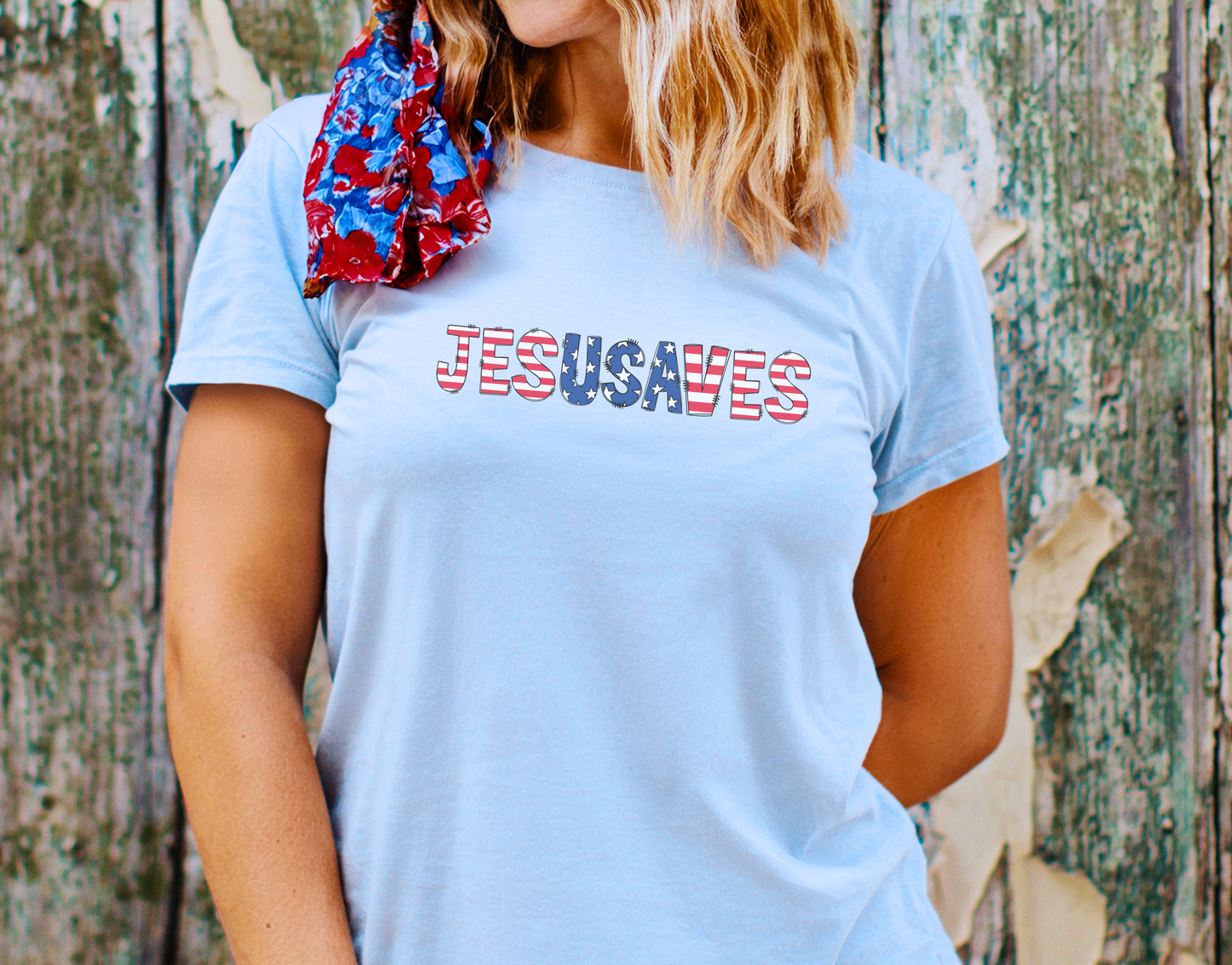 Jesus Saves USA Patriotic Christian Women's T-Shirt