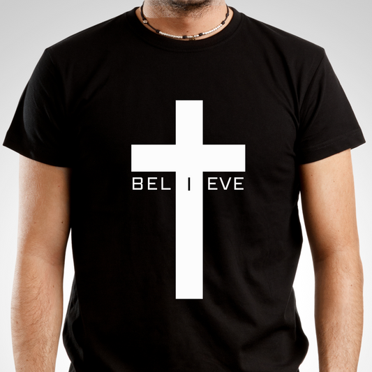 I Believe Cross Christian Men's T-Shirt