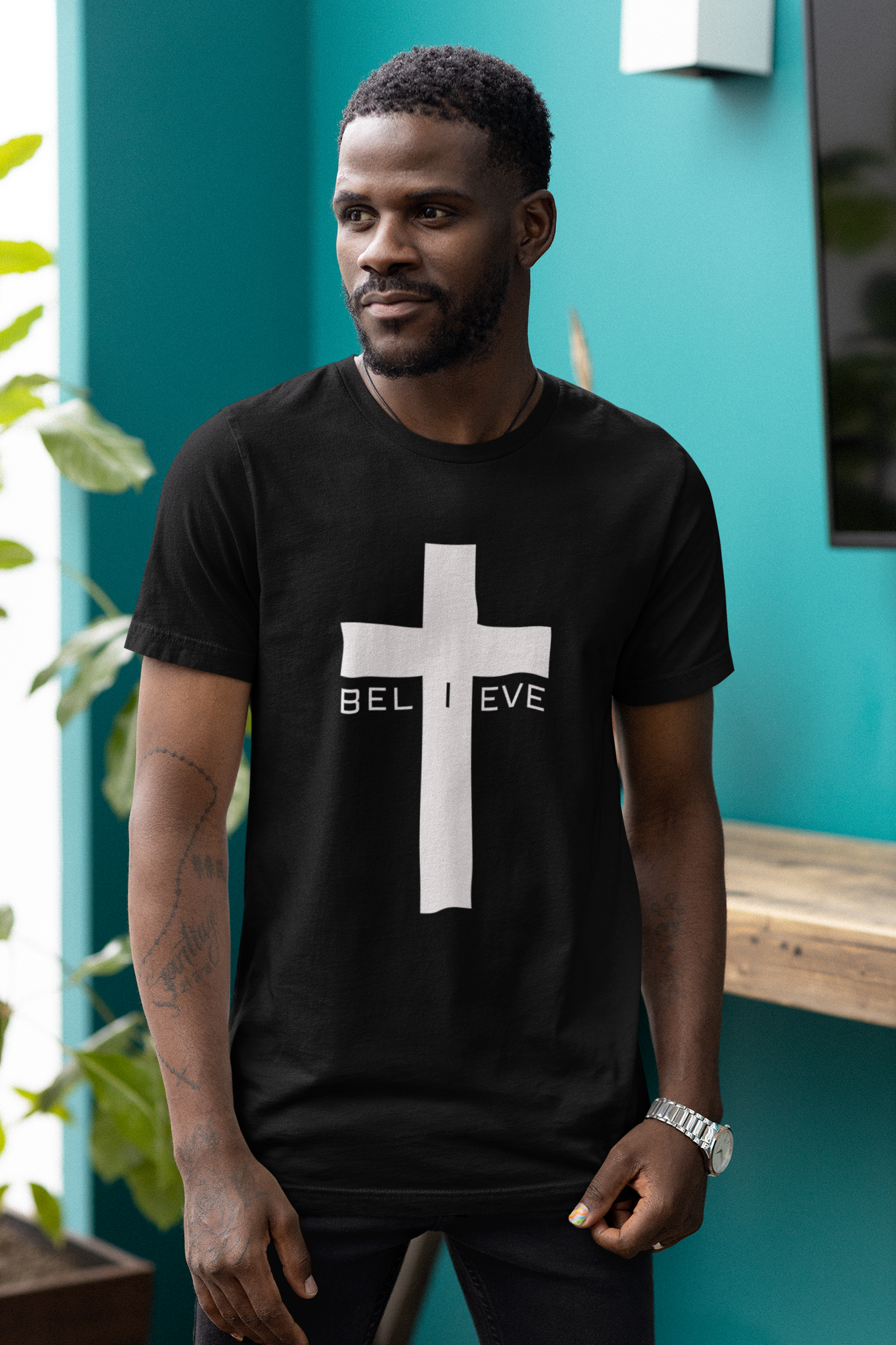 I Believe Cross Christian Men's T-Shirt