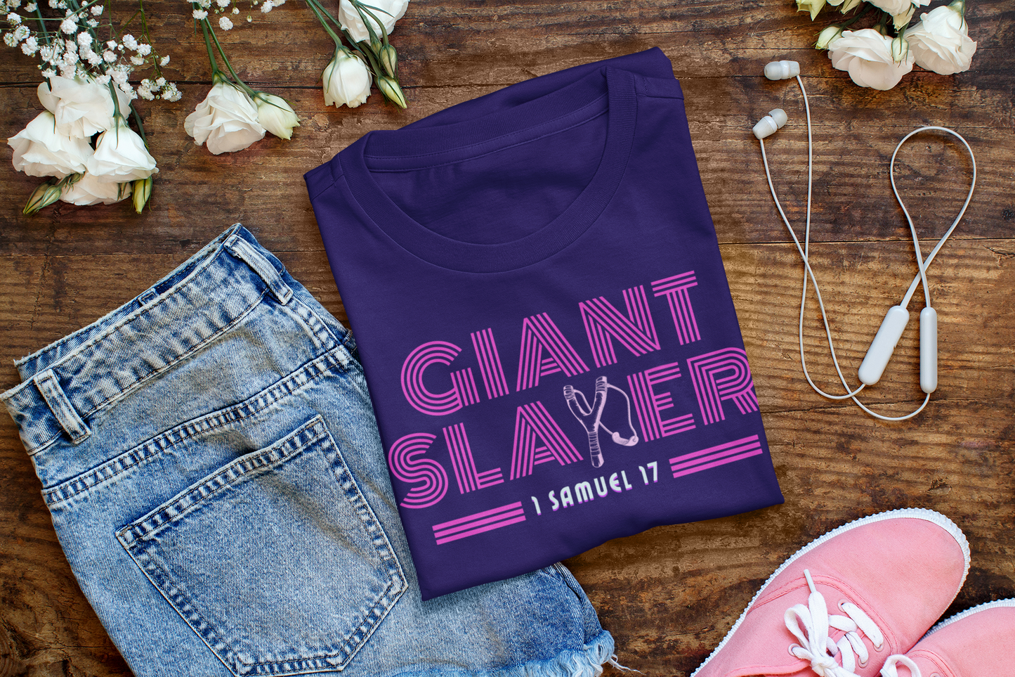 Slaying Giants, David and Goliath Shirt, Christian Merch, Motivational Ladies Faith T, Slay All Day, Plus Size Faith, God is within Her