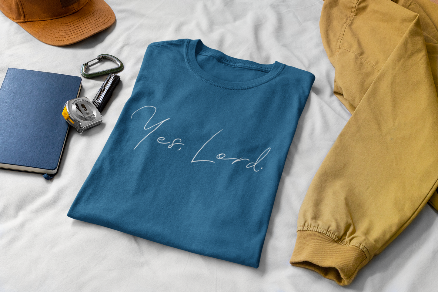 Yes Lord T-Shirt, Trendy Church Outfit, Jesus Lover Apparel Gift, Christian Life Tee, Minimalist Faith T, Biblical Sayings Womens Tshirt