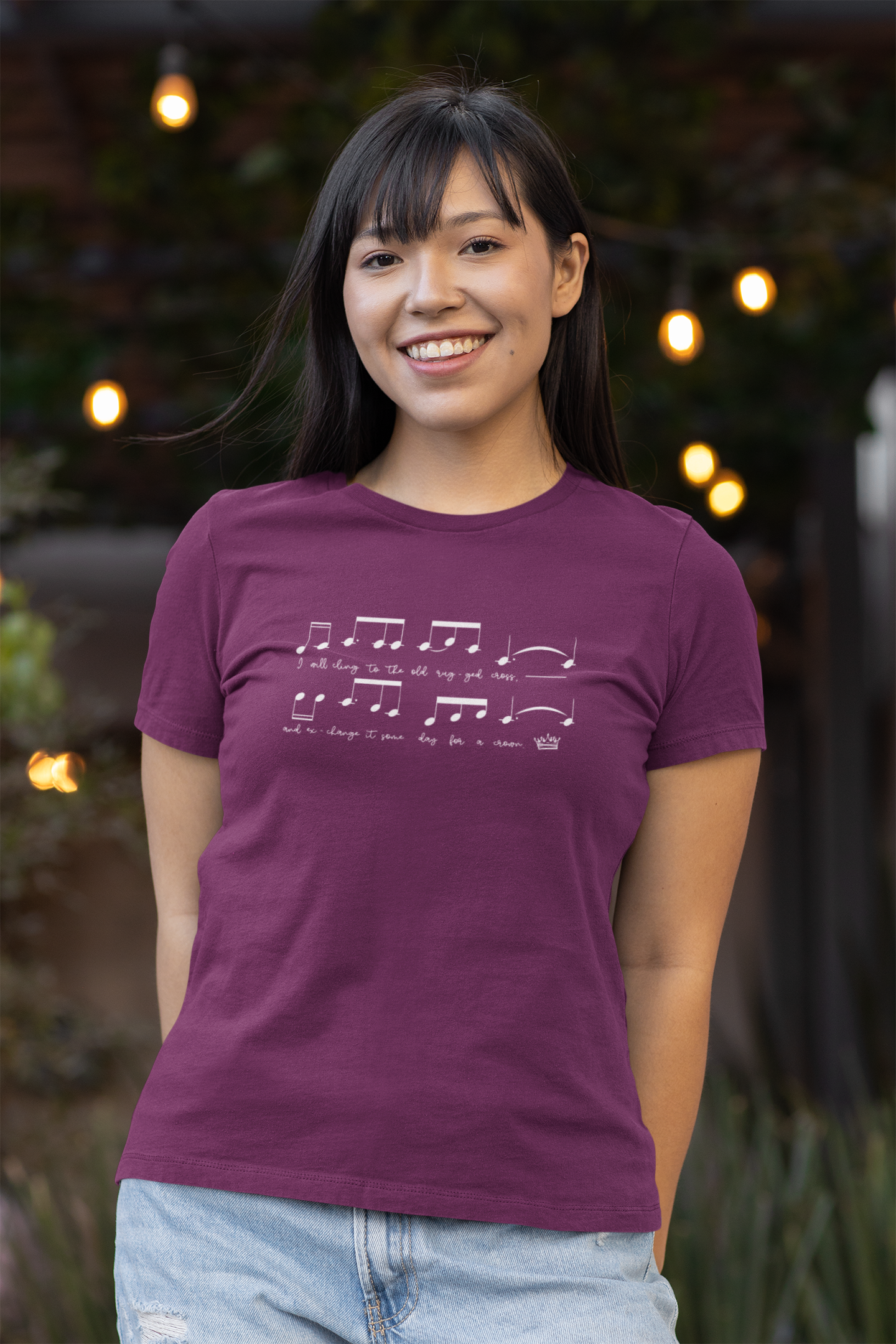 Old Rugged Cross Music Notes Tee, Piano Teacher Apparel Gift, Trendy Church Outfit, Worship Gifts for Her, Vintage Hymn Ts