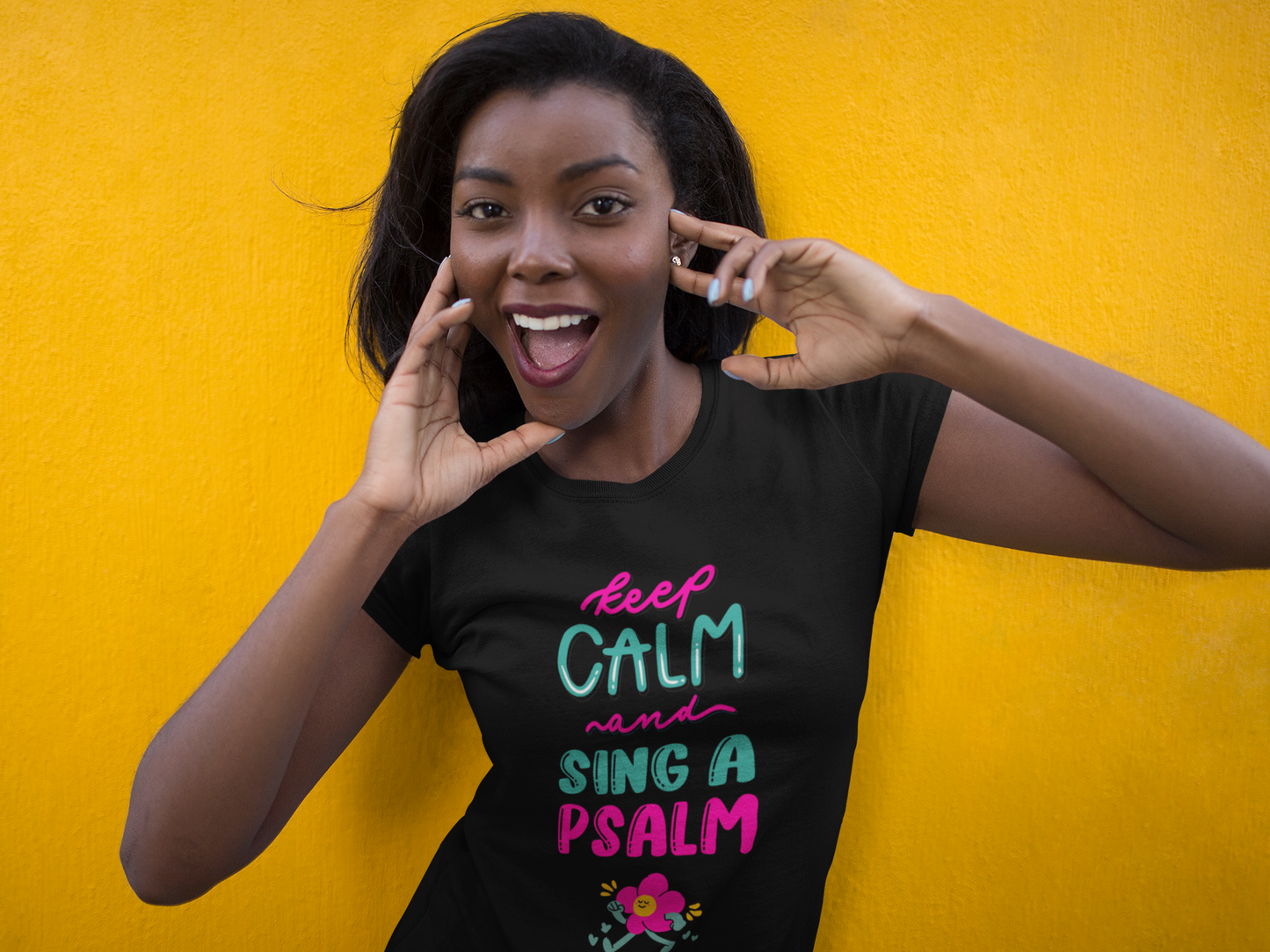 Keep Calm And Sing A Psalm Tee, Retro Faith TShirts for Her, Trendy Teen Girl Church Outfit, Christian Gifts for Teenagers, Walking Flower T