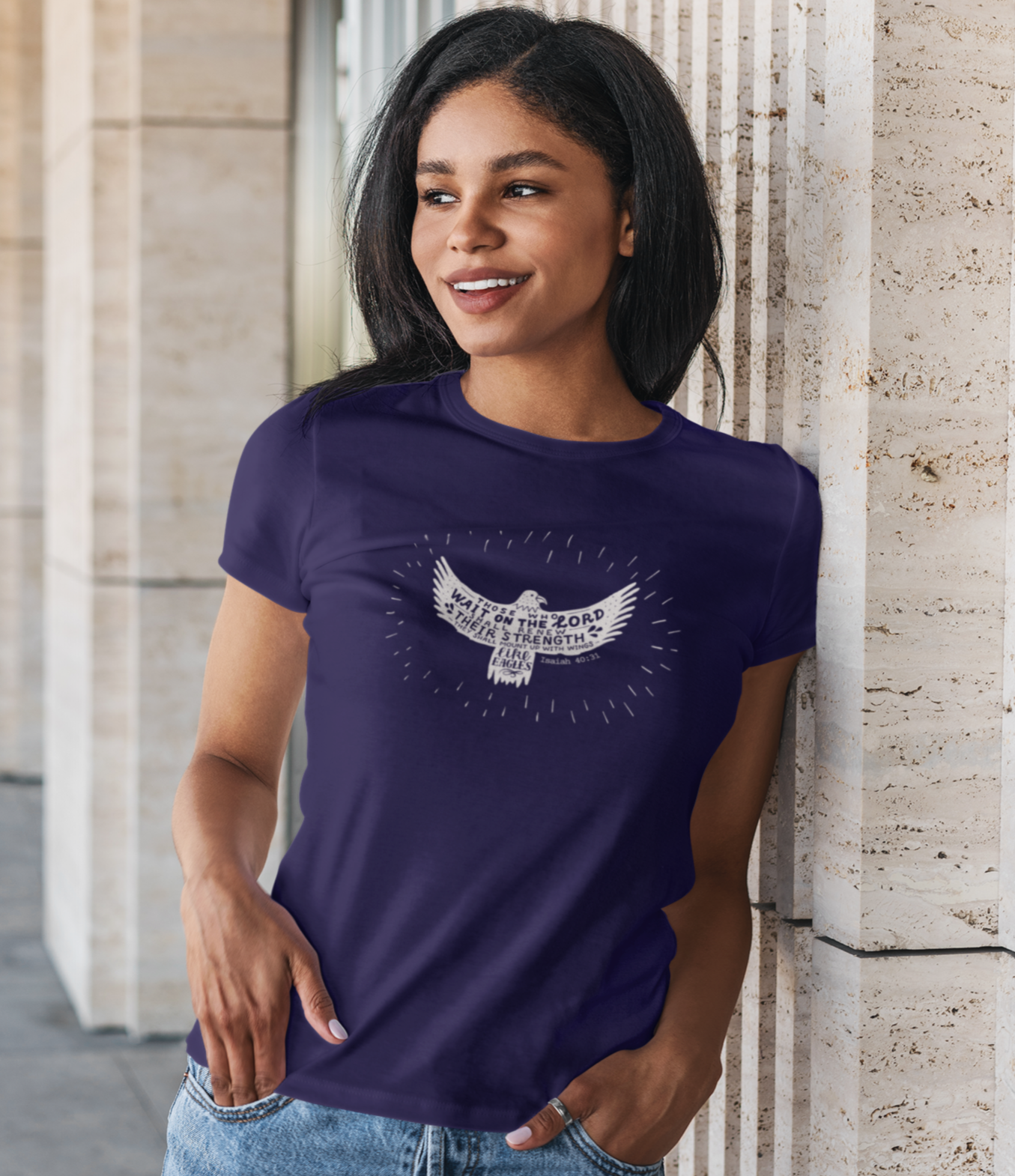 Isaiah 40:31 Scripture Christian Women Tee, Those Who Wait On The Lord Shall Renew Their Strength They Shall Mount Up With Wings Like Eagles