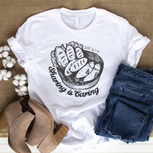 5000, Sharing is Caring Shirt, Jesus Miracle T, Fishes and Loaves Tee, Biblical T for Mom, Christian Best Seller, John 6:1